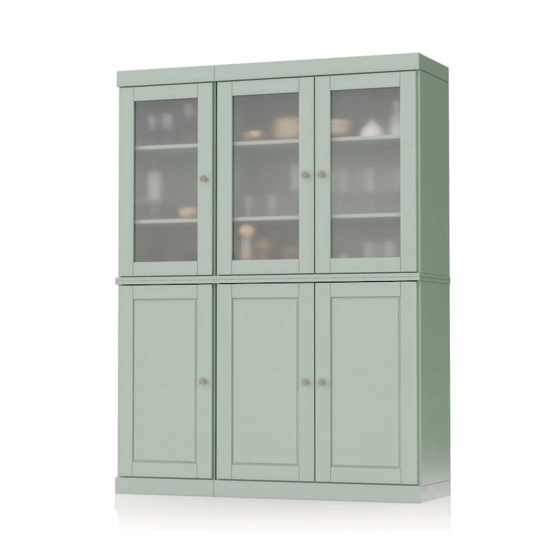 Vitrine Palace Imports 100% bois massif 48,5 avec portes en bois massif, 2 tiroirs et vitres dépolies