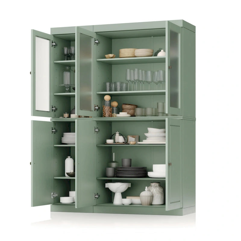 Vitrine Palace Imports 100% bois massif 48,5 avec portes en bois massif, 2 tiroirs et vitres dépolies