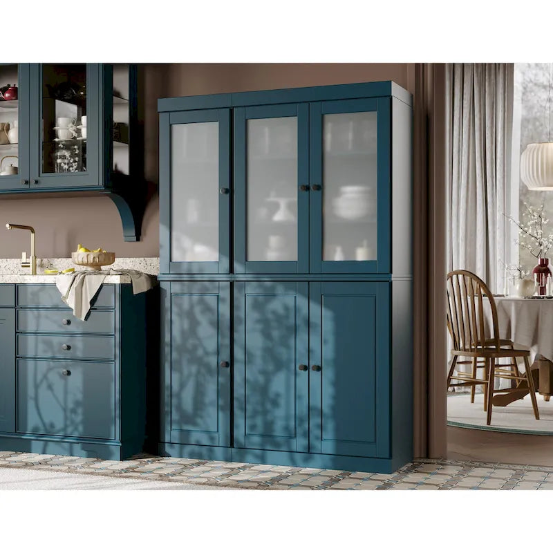 Vitrine Palace Imports 100% bois massif 48,5 avec portes en bois massif, 2 tiroirs et vitres dépolies