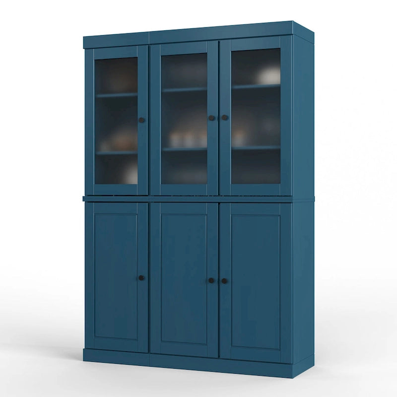 Vitrine Palace Imports 100% bois massif 48,5 avec portes en bois massif, 2 tiroirs et vitres dépolies