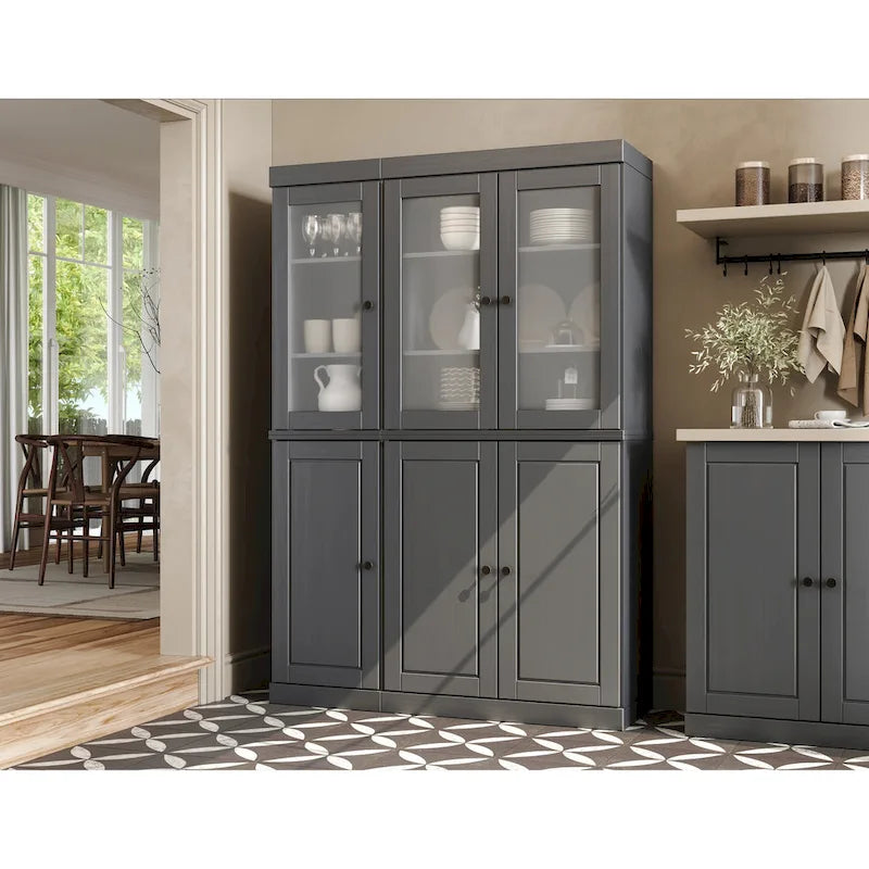 Vitrine Palace Imports 100% bois massif 48,5 avec portes en bois massif, 2 tiroirs et vitres dépolies