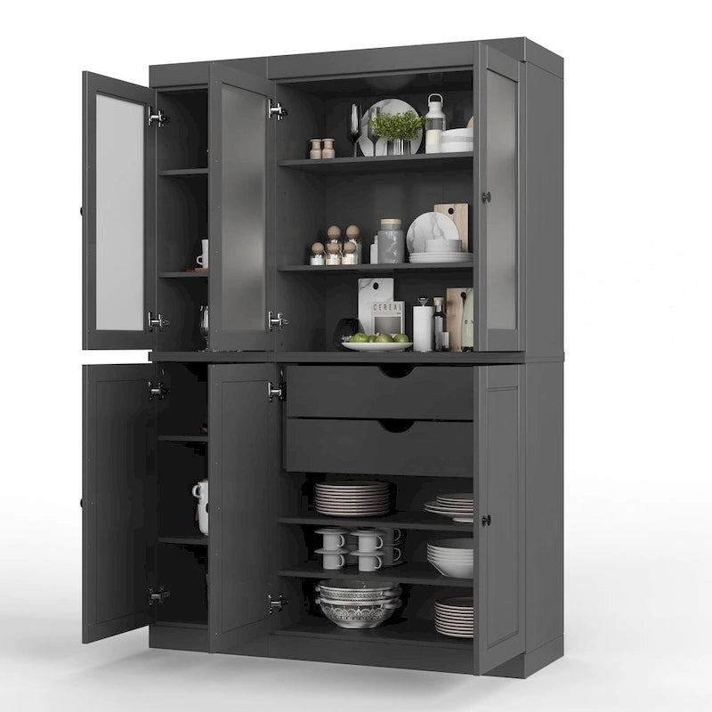 Vitrine Palace Imports 100% bois massif 48,5 avec portes en bois massif, 2 tiroirs et vitres dépolies