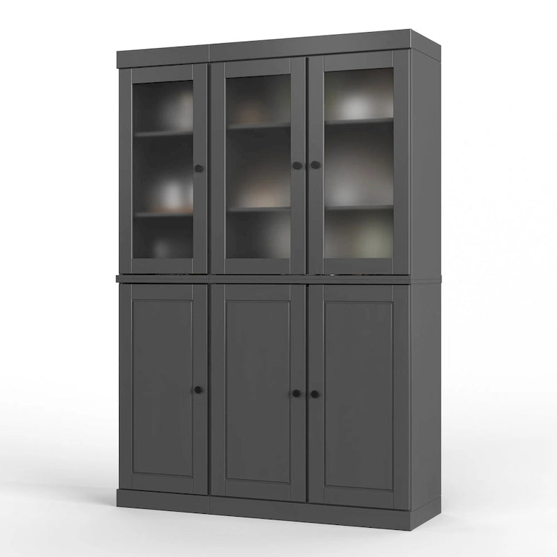 Vitrine Palace Imports 100% bois massif 48,5 avec portes en bois massif, 2 tiroirs et vitres dépolies