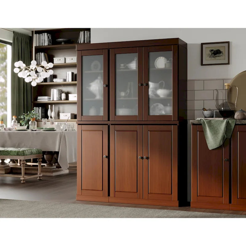 Vitrine Palace Imports 100% bois massif 48,5 avec portes en bois massif, 2 tiroirs et vitres dépolies