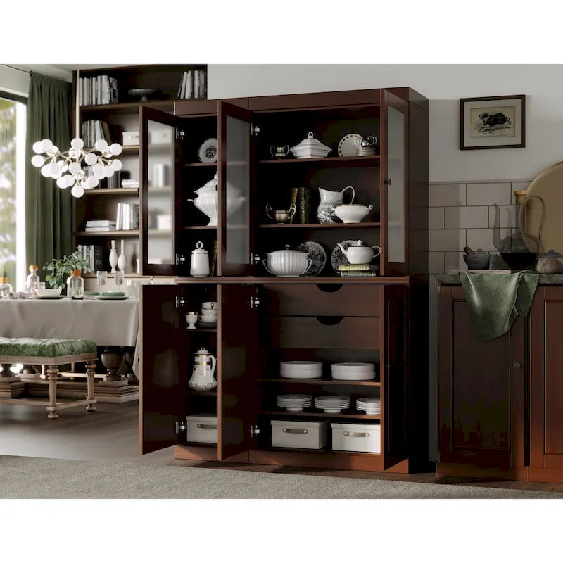 Vitrine Palace Imports 100% bois massif 48,5 avec portes en bois massif, 2 tiroirs et vitres dépolies