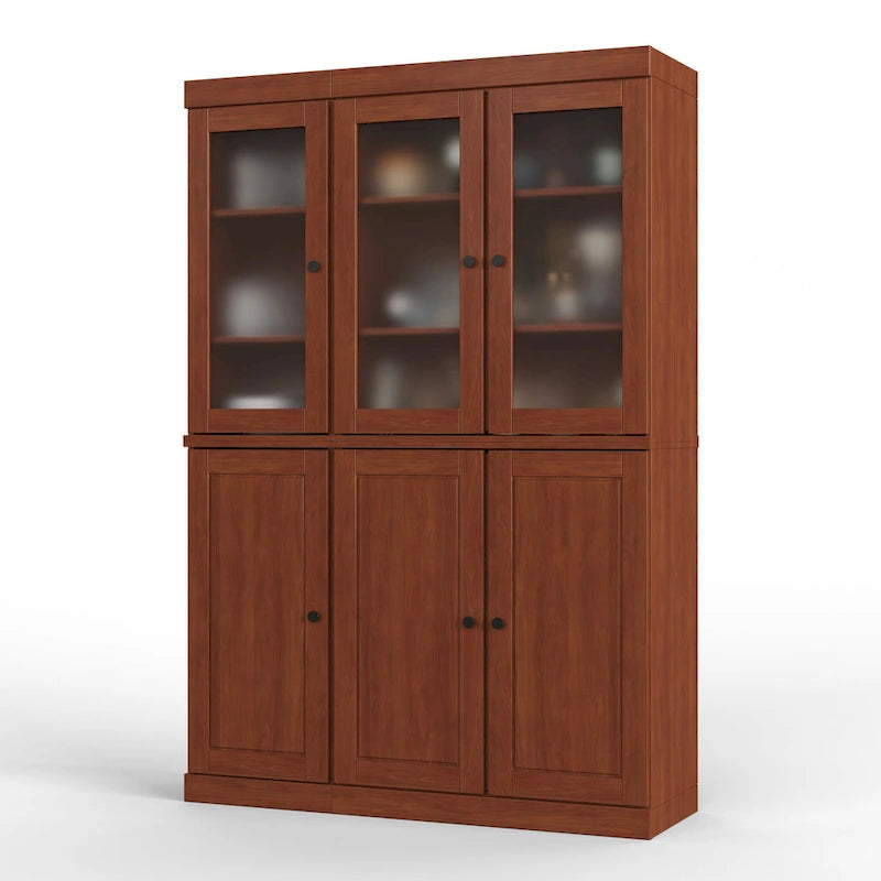 Vitrine Palace Imports 100% bois massif 48,5 avec portes en bois massif, 2 tiroirs et vitres dépolies