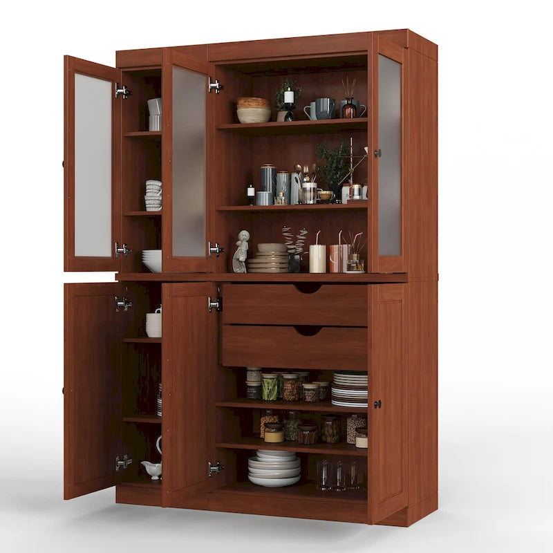 Vitrine Palace Imports 100% bois massif 48,5 avec portes en bois massif, 2 tiroirs et vitres dépolies