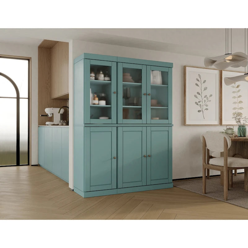 Vitrine Palace Imports 100% bois massif 48,5 avec portes en bois massif, 2 tiroirs et vitres dépolies
