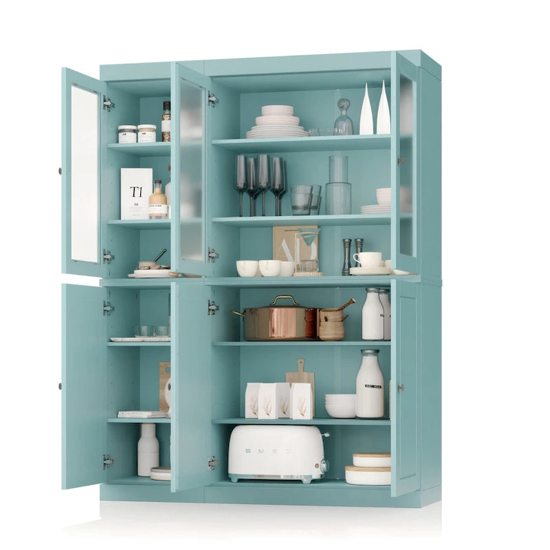 Vitrine Palace Imports 100% bois massif 48,5 avec portes en bois massif, 2 tiroirs et vitres dépolies