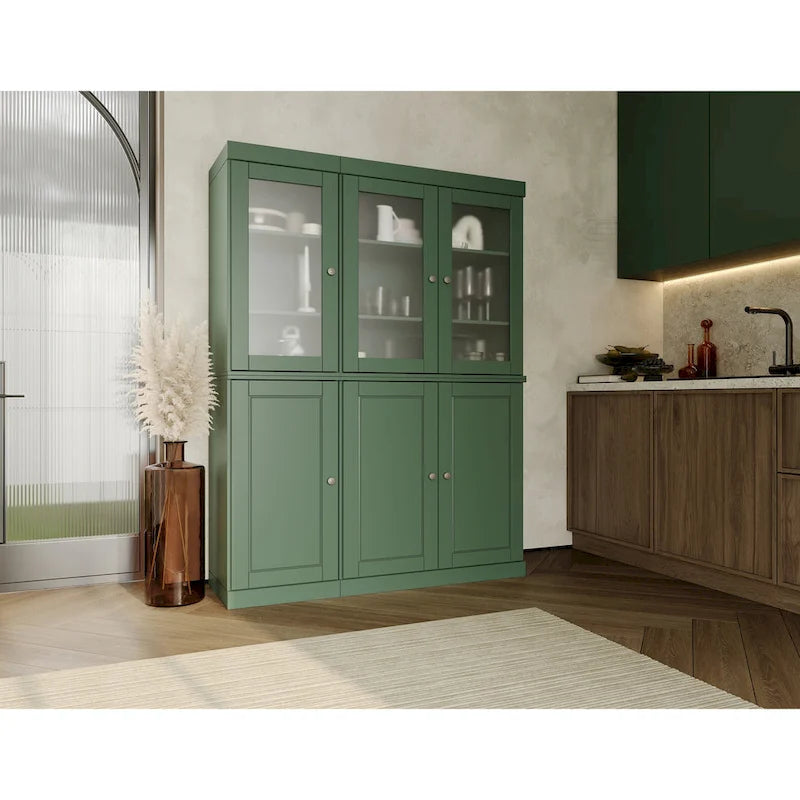 Vitrine Palace Imports 100% bois massif 48,5 avec portes en bois massif, 2 tiroirs et vitres dépolies