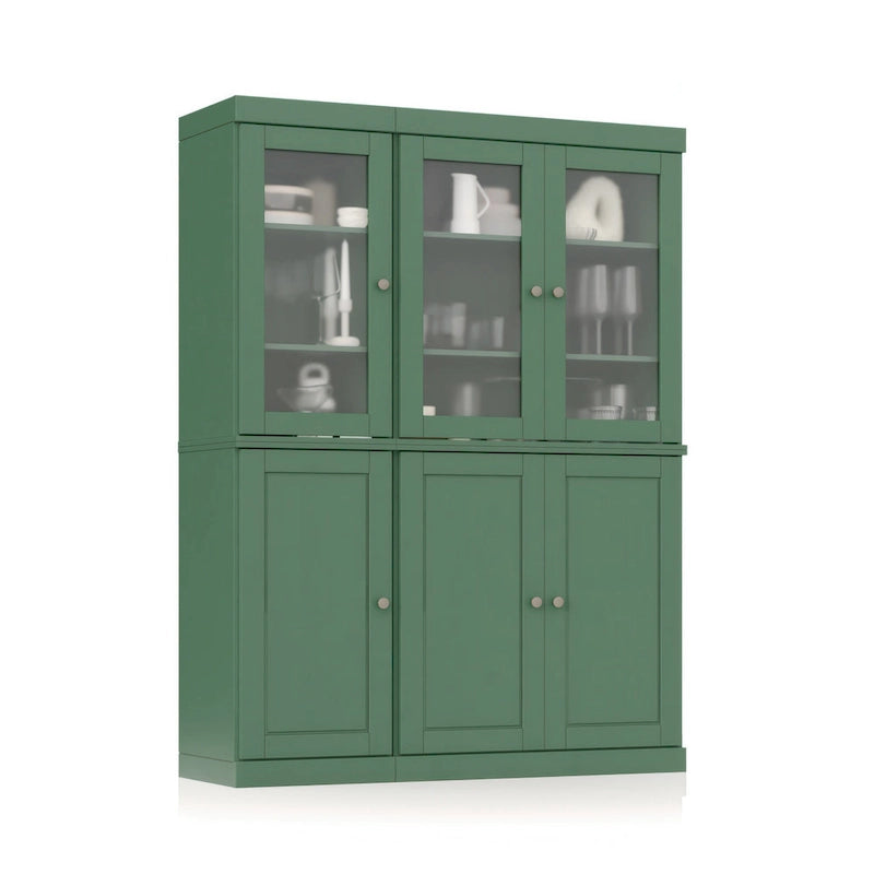 Vitrine Palace Imports 100% bois massif 48,5 avec portes en bois massif, 2 tiroirs et vitres dépolies