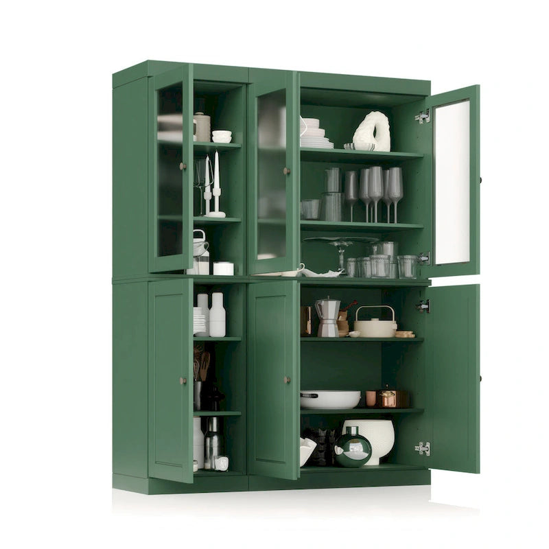 Vitrine Palace Imports 100% bois massif 48,5 avec portes en bois massif, 2 tiroirs et vitres dépolies