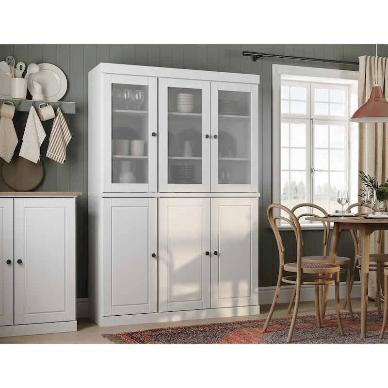 Vitrine Palace Imports 100% bois massif 48,5 avec portes en bois massif, 2 tiroirs et vitres dépolies