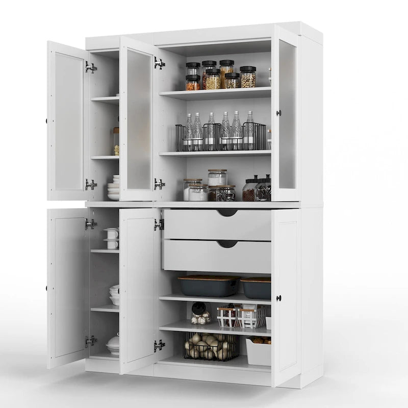 Vitrine Palace Imports 100% bois massif 48,5 avec portes en bois massif, 2 tiroirs et vitres dépolies