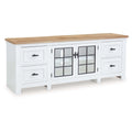Bryn TV Media Console, 4 Drawers, 2 Door, White Hardwood, 74 Inch