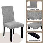 Ensemble table et chaises de cuisine 5 pièces, ensemble table à manger ronde 4 personnes, 4 chaises rembourrées avec pieds en bois d'hévéa