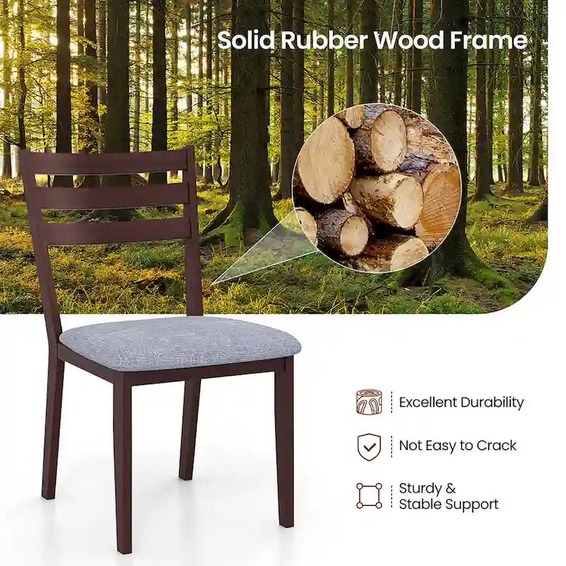 Ensemble de 4 chaises de salle à manger rembourrées Gymax, sans accoudoirs, assise rembourrée et creuse.