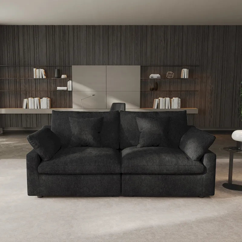 Canapé d'angle moderne et confortable en lin, garni de duvet, canapé nuage, causeuse pour appartement