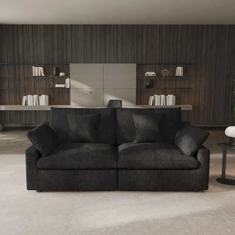 Canapé d'angle moderne et confortable en lin, garni de duvet, canapé nuage, causeuse pour appartement