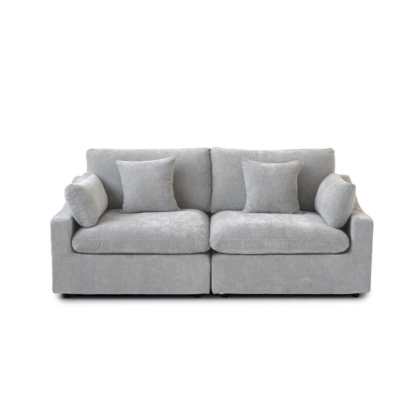 Canapé d'angle moderne et confortable en lin, garni de duvet, canapé nuage, causeuse pour appartement