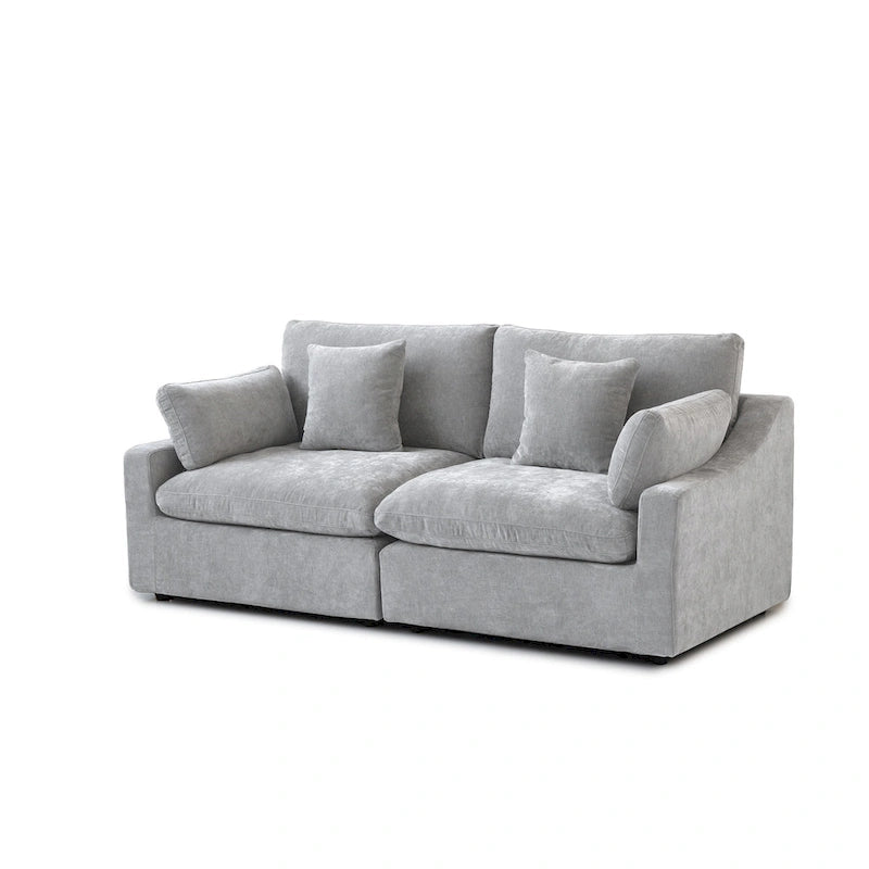 Canapé d'angle moderne et confortable en lin, garni de duvet, canapé nuage, causeuse pour appartement