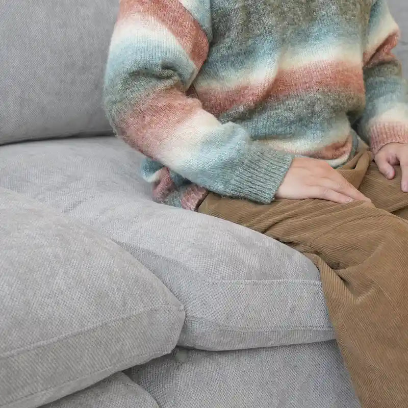 Canapé d'angle moderne et confortable en lin, garni de duvet, canapé nuage, causeuse pour appartement