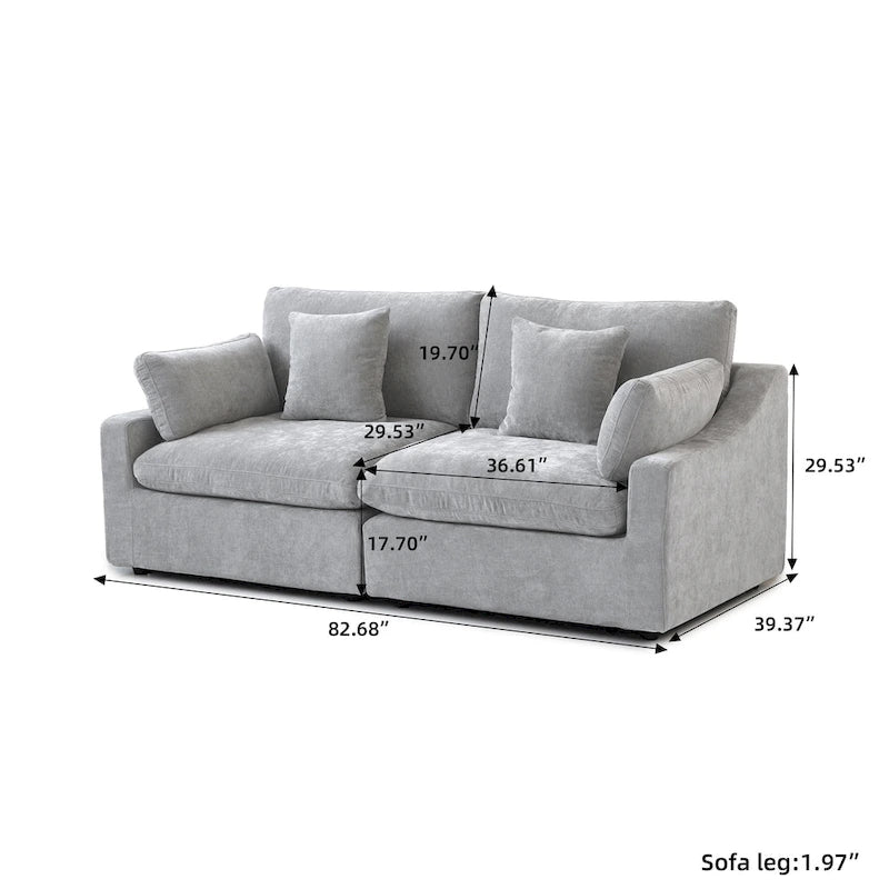 Canapé d'angle moderne et confortable en lin, garni de duvet, canapé nuage, causeuse pour appartement