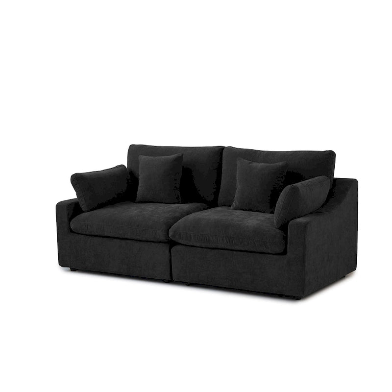 Canapé d'angle moderne et confortable en lin, garni de duvet, canapé nuage, causeuse pour appartement