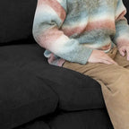 Canapé d'angle moderne et confortable en lin, garni de duvet, canapé nuage, causeuse pour appartement