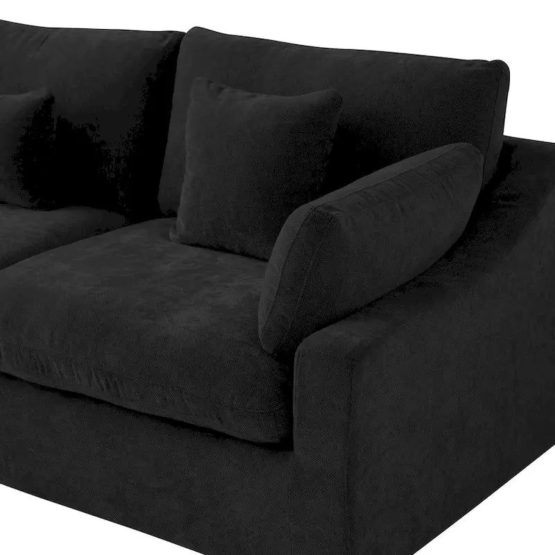 Canapé d'angle moderne et confortable en lin, garni de duvet, canapé nuage, causeuse pour appartement