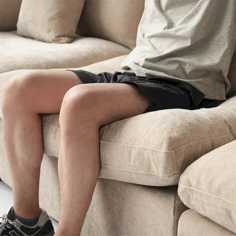 Canapé d'angle moderne et confortable en lin, garni de duvet, canapé nuage, causeuse pour appartement