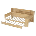 Lit de jour multifonctionnel pour lit simple/double avec étagères de rangement et bureau, cadre de lit plateforme en bois avec lit gigogne simple