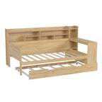 Lit de jour multifonctionnel pour lit simple/double avec étagères de rangement et bureau, cadre de lit plateforme en bois avec lit gigogne simple