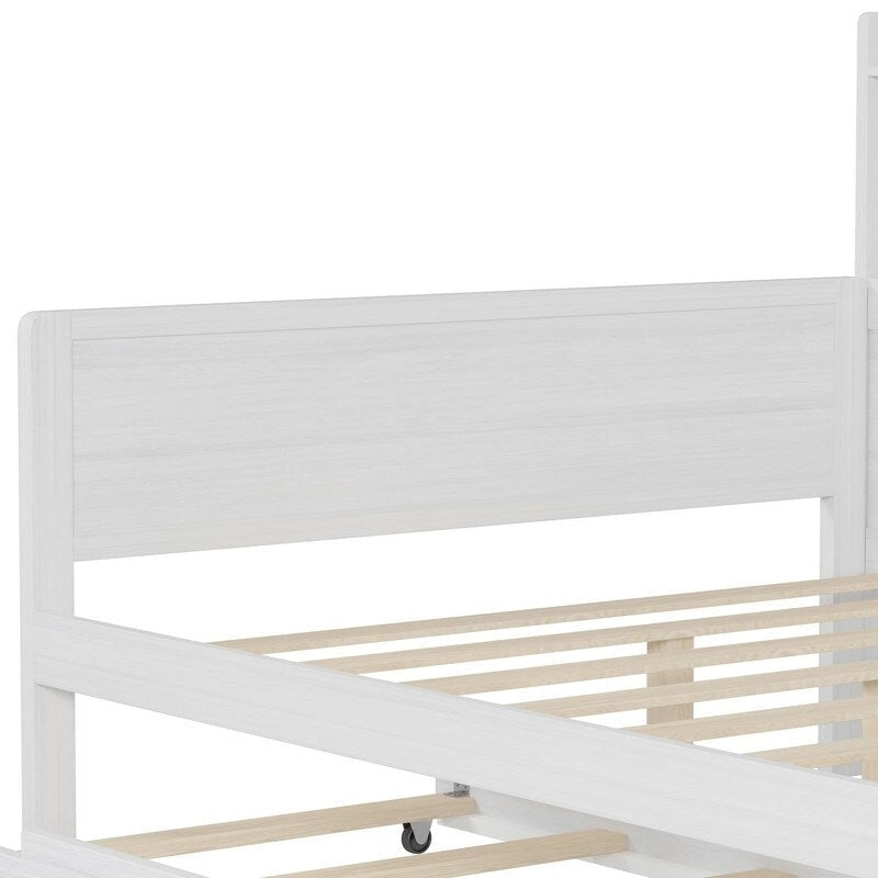 Lit de jour multifonctionnel pour lit simple/double avec étagères de rangement et bureau, cadre de lit plateforme en bois avec lit gigogne simple
