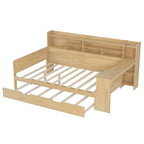 Lit de jour multifonctionnel pour lit simple/double avec étagères de rangement et bureau, cadre de lit plateforme en bois avec lit gigogne simple