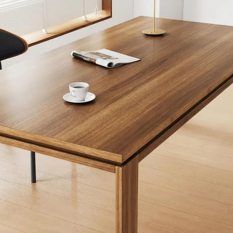 Table de salle à manger moderne du milieu du siècle en bois massif de 62,99 pouces pour 4 à 6 personnes