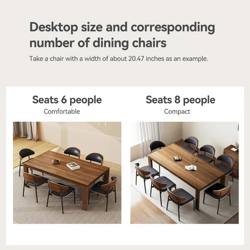 Table de salle à manger moderne du milieu du siècle en bois massif de 62,99 pouces pour 4 à 6 personnes
