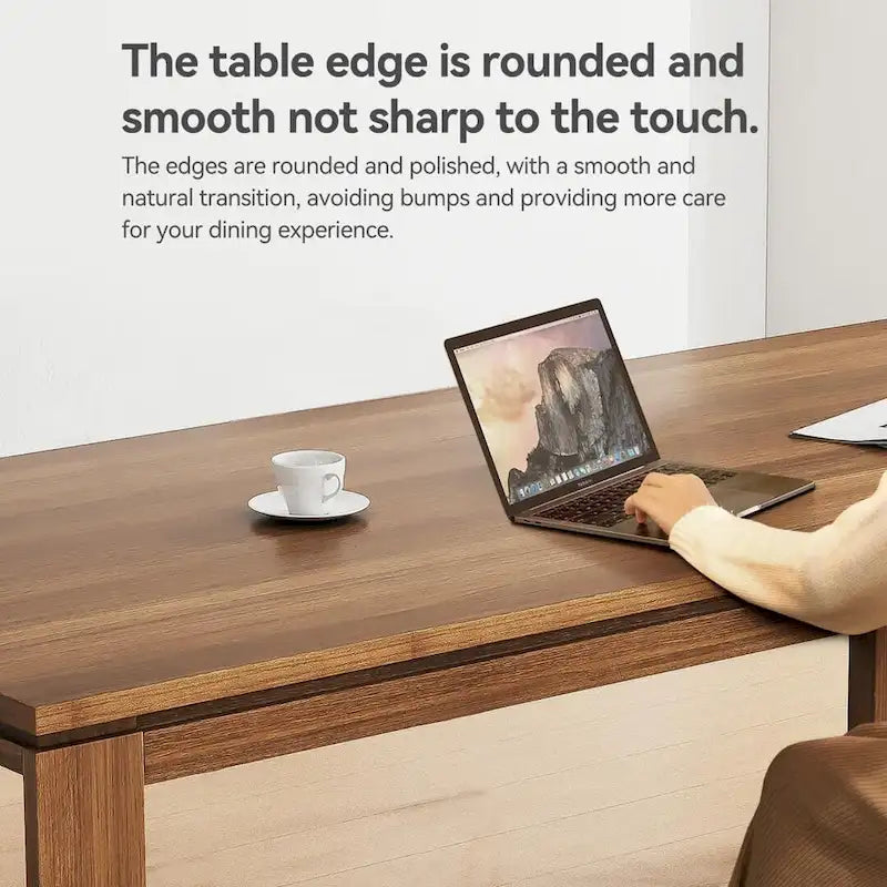 Table de salle à manger moderne du milieu du siècle en bois massif de 62,99 pouces pour 4 à 6 personnes