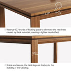 Table de salle à manger moderne du milieu du siècle en bois massif de 62,99 pouces pour 4 à 6 personnes