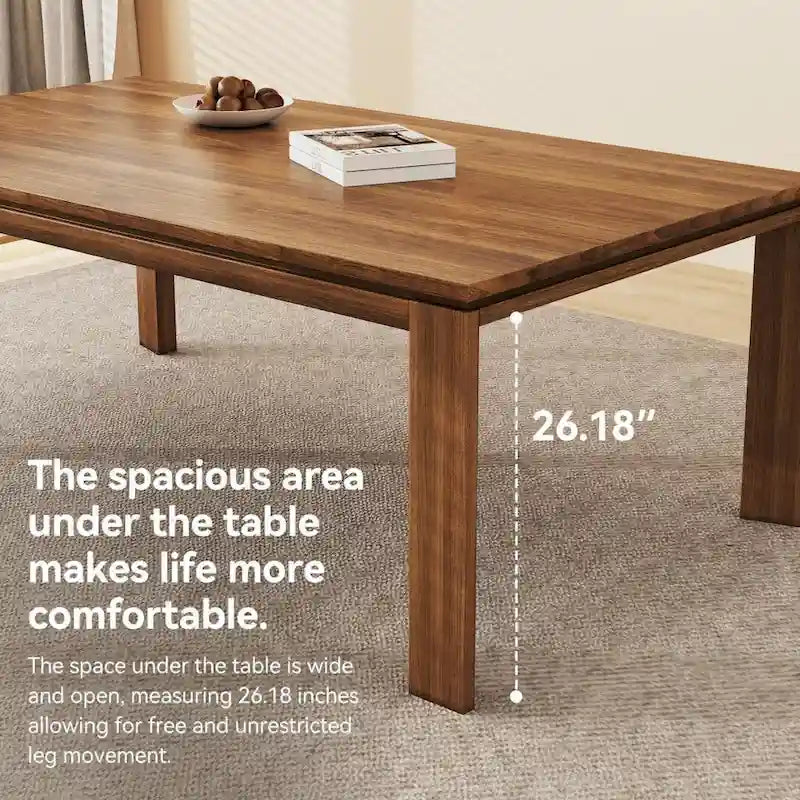 Table de salle à manger moderne du milieu du siècle en bois massif de 62,99 pouces pour 4 à 6 personnes