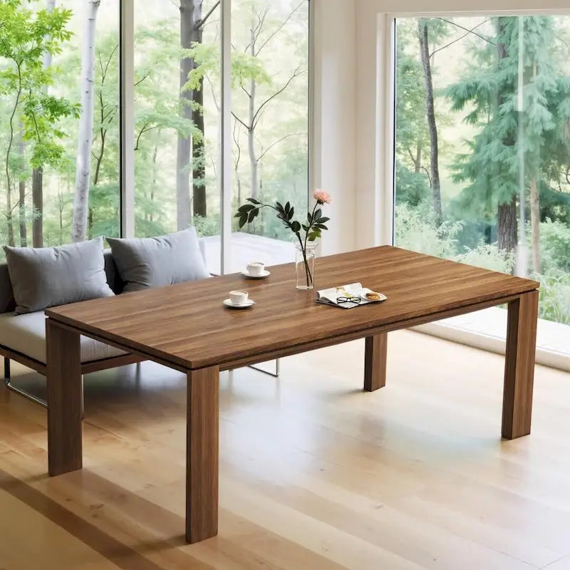 Table de salle à manger moderne du milieu du siècle en bois massif de 62,99 pouces pour 4 à 6 personnes