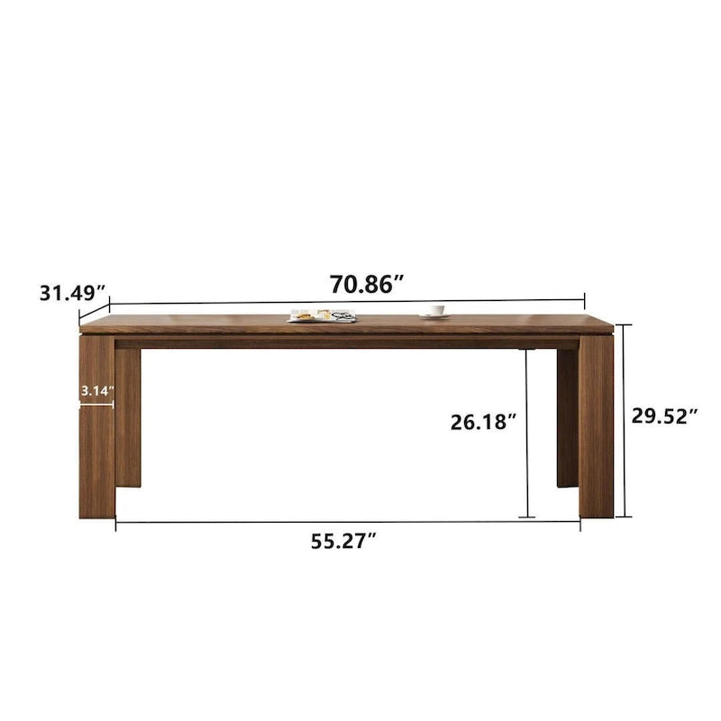 Table de salle à manger moderne du milieu du siècle en bois massif de 62,99 pouces pour 4 à 6 personnes