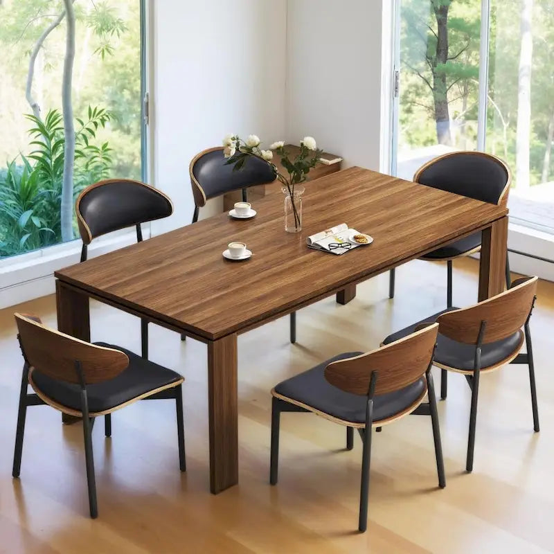 Table de salle à manger moderne du milieu du siècle en bois massif de 62,99 pouces pour 4 à 6 personnes