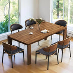 Table de salle à manger moderne du milieu du siècle en bois massif de 62,99 pouces pour 4 à 6 personnes