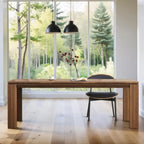 Table de salle à manger moderne du milieu du siècle en bois massif de 62,99 pouces pour 4 à 6 personnes