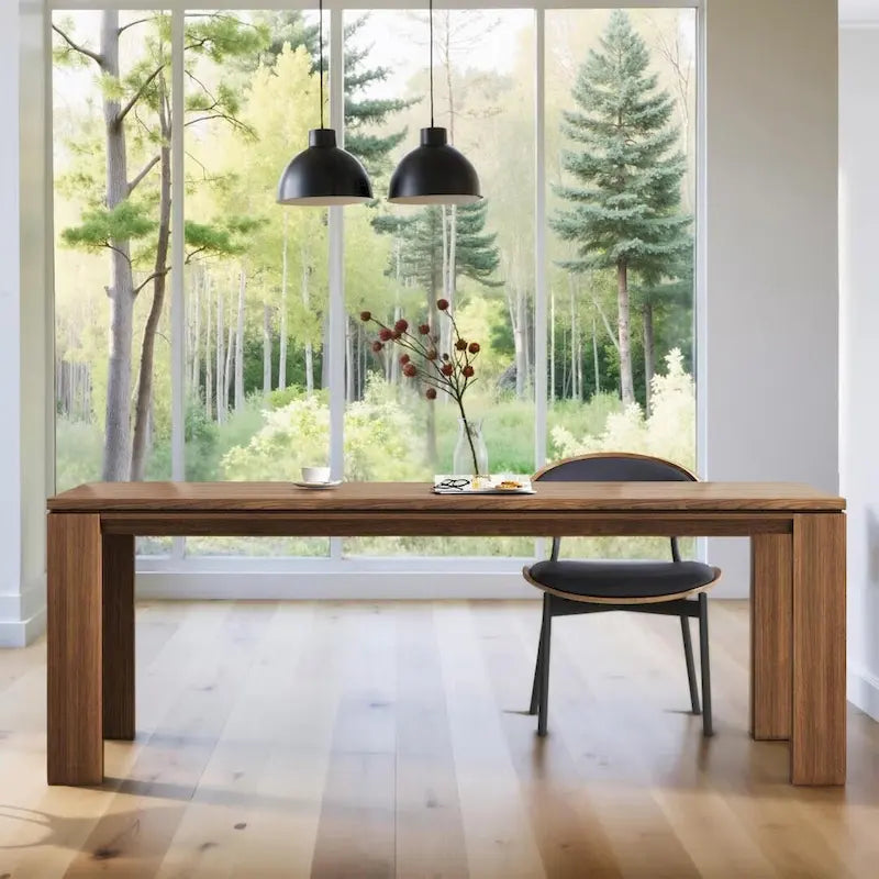 Table de salle à manger moderne du milieu du siècle en bois massif de 62,99 pouces pour 4 à 6 personnes