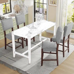 Ensemble de 4 tabourets de bar style moderne du milieu du siècle, tabourets de comptoir avec dossier, tabourets de bar rembourrés en lin avec pieds en bois massif, chaises de bar