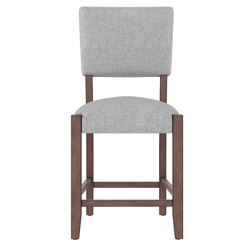 Ensemble de 4 tabourets de bar style moderne du milieu du siècle, tabourets de comptoir avec dossier, tabourets de bar rembourrés en lin avec pieds en bois massif, chaises de bar