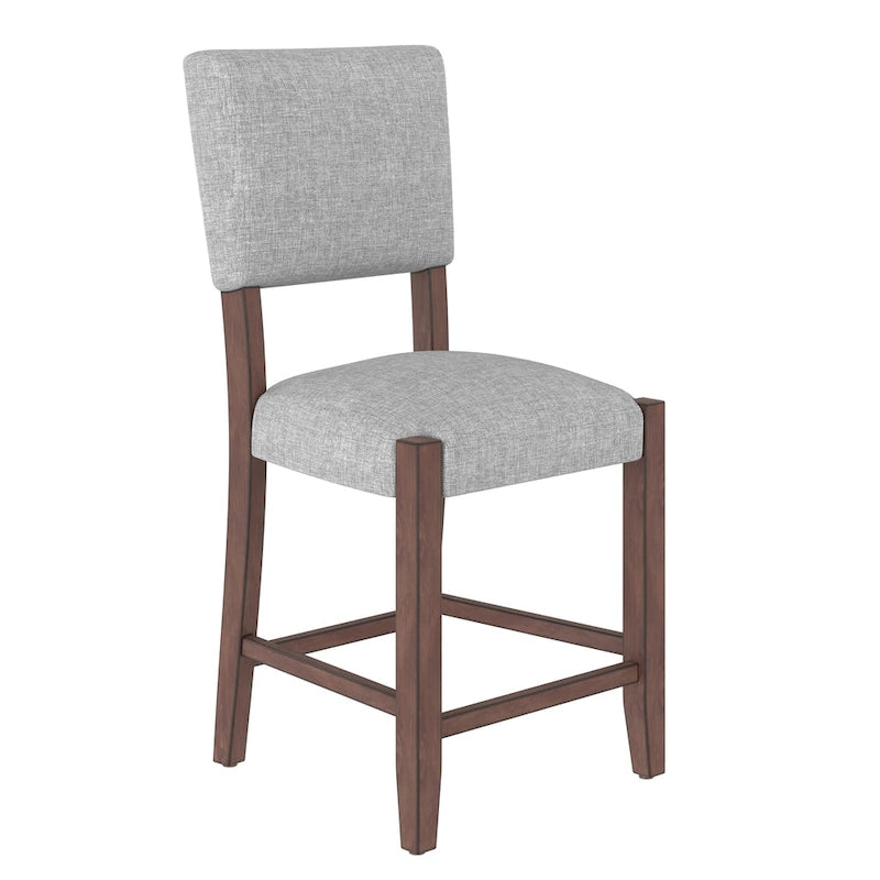 Ensemble de 4 tabourets de bar style moderne du milieu du siècle, tabourets de comptoir avec dossier, tabourets de bar rembourrés en lin avec pieds en bois massif, chaises de bar