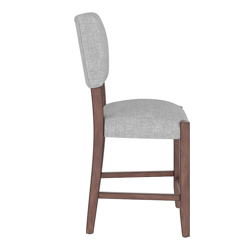 Ensemble de 4 tabourets de bar style moderne du milieu du siècle, tabourets de comptoir avec dossier, tabourets de bar rembourrés en lin avec pieds en bois massif, chaises de bar